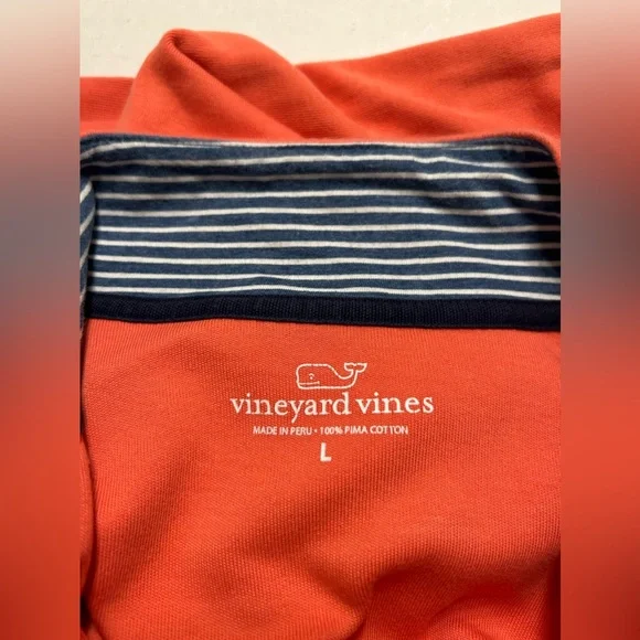 Vineyard Vines Sweater Large Pink 1/4 Zip Pima Cotton Stratford Sweatshirt Men